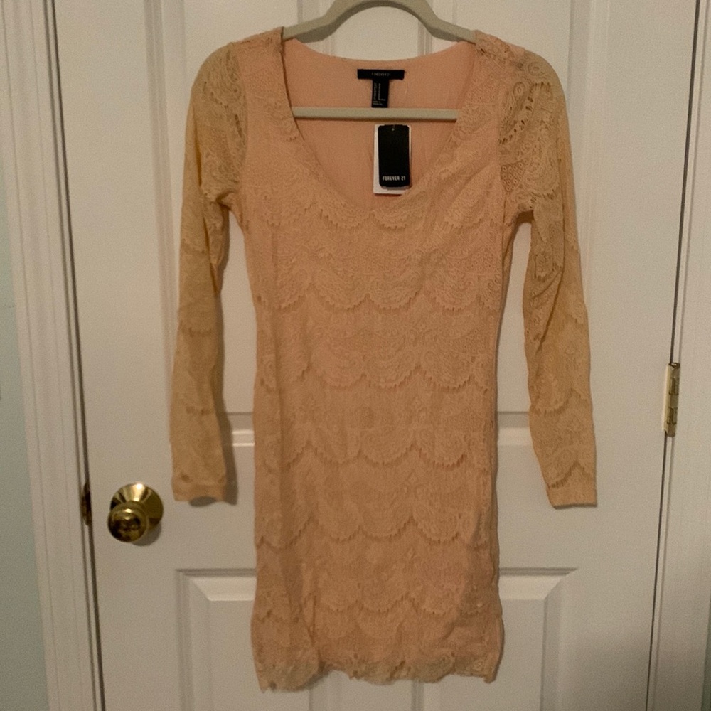 Blush pink mini, long sleeve dress